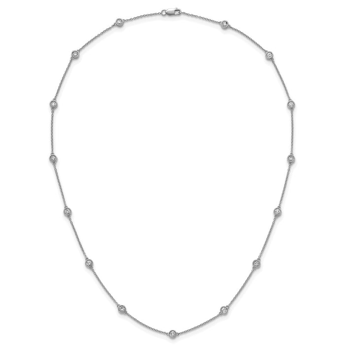 High-Quality 14K White Gold Diamond Station Necklace - Stylish & Affordable!-4