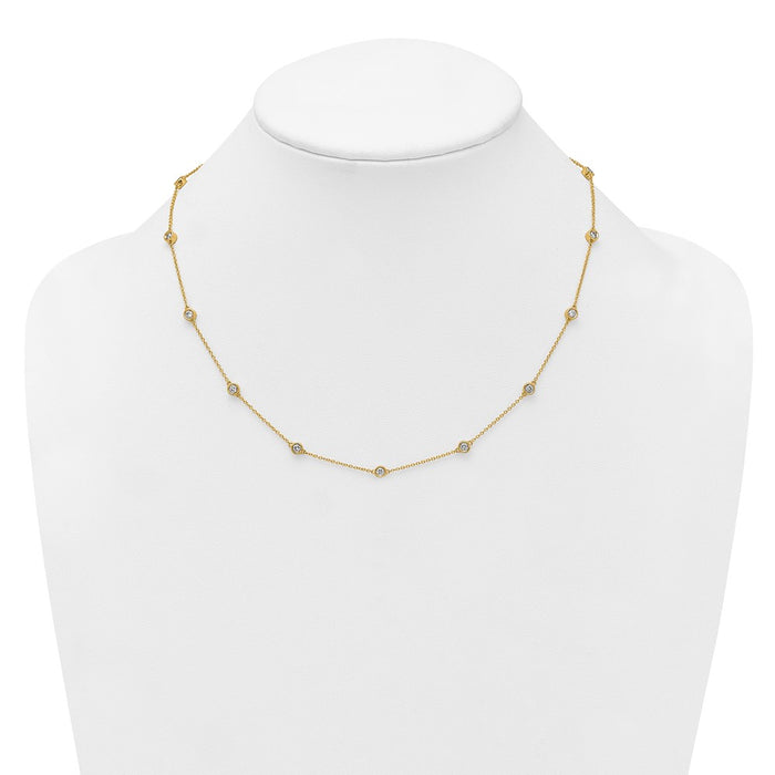 Shop Affordable 14K Gold Diamond Station Cable Necklace - Stylish & Elegant-3