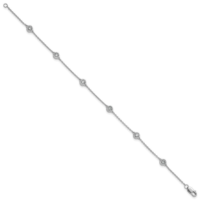 Buy Stylish 14K White Gold Diamond Station Cable Link Bracelet - Luxury Value-2