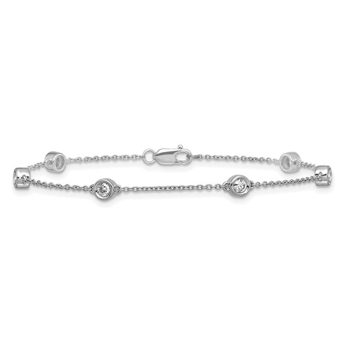 Buy Stylish 14K White Gold Diamond Station Cable Link Bracelet - Luxury Value-3