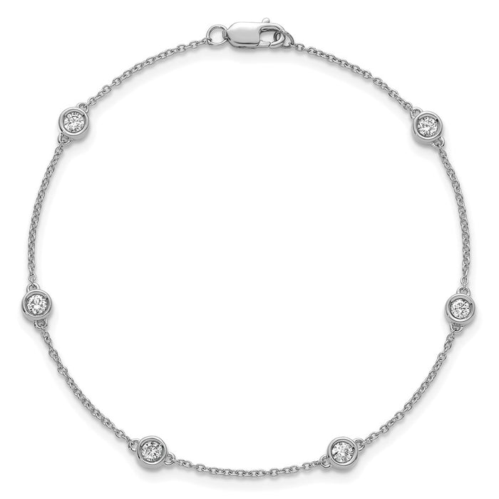 Buy Stylish 14K White Gold Diamond Station Cable Link Bracelet - Luxury Value-4