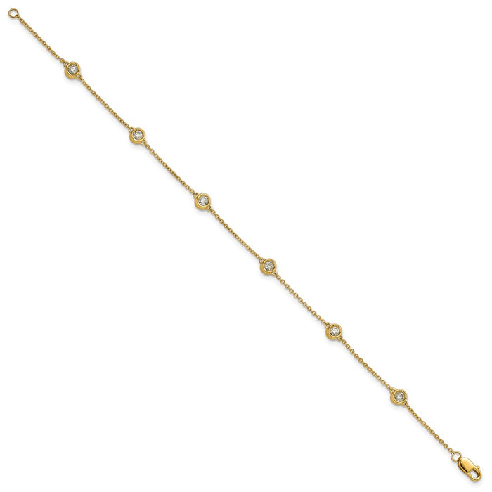 Exclusive 14K Gold Diamond Station Cable Bracelet - Stylish & Affordable Luxury-2