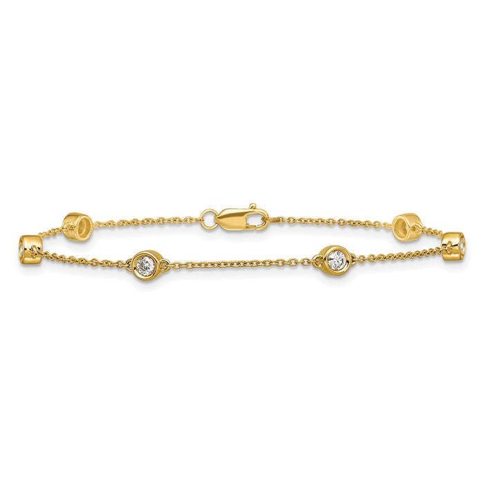 Exclusive 14K Gold Diamond Station Cable Bracelet - Stylish & Affordable Luxury-3
