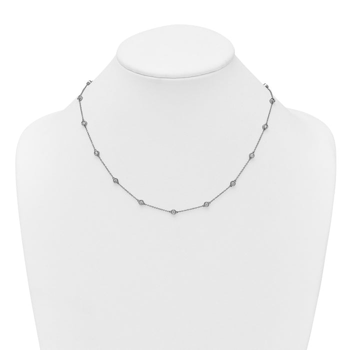 Buy Stylish 14K White Gold Diamond Station Cable Chain Necklace - 18"-3