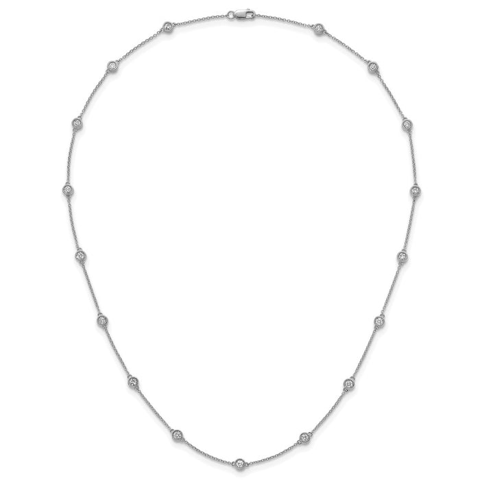 Buy Stylish 14K White Gold Diamond Station Cable Chain Necklace - 18"-4