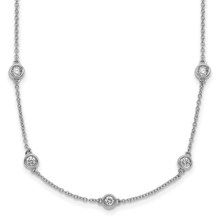 Buy Stylish 14K White Gold Diamond Station Cable Chain Necklace - 18"-1