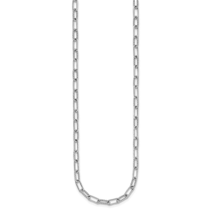 Buy Stylish 14K White Gold Twisted Diamond Paperclip Link Necklace, 18"-2