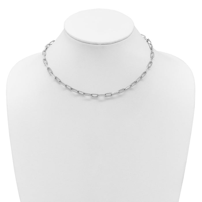 Buy Stylish 14K White Gold Twisted Diamond Paperclip Link Necklace, 18"-3