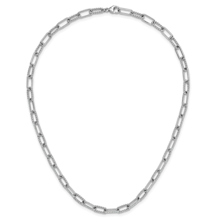 Buy Stylish 14K White Gold Twisted Diamond Paperclip Link Necklace, 18"-4