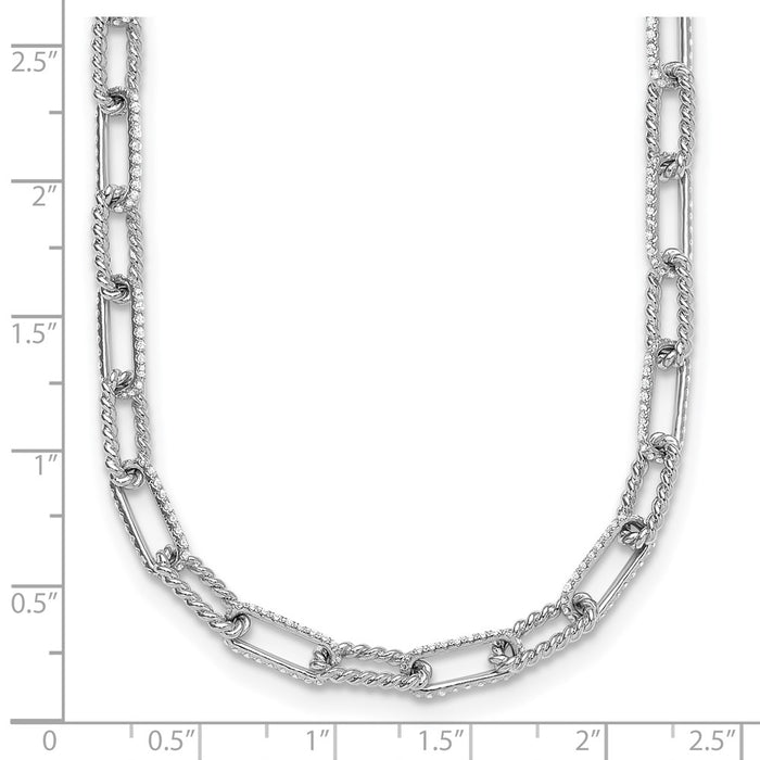 Buy Stylish 14K White Gold Twisted Diamond Paperclip Link Necklace, 18"-5