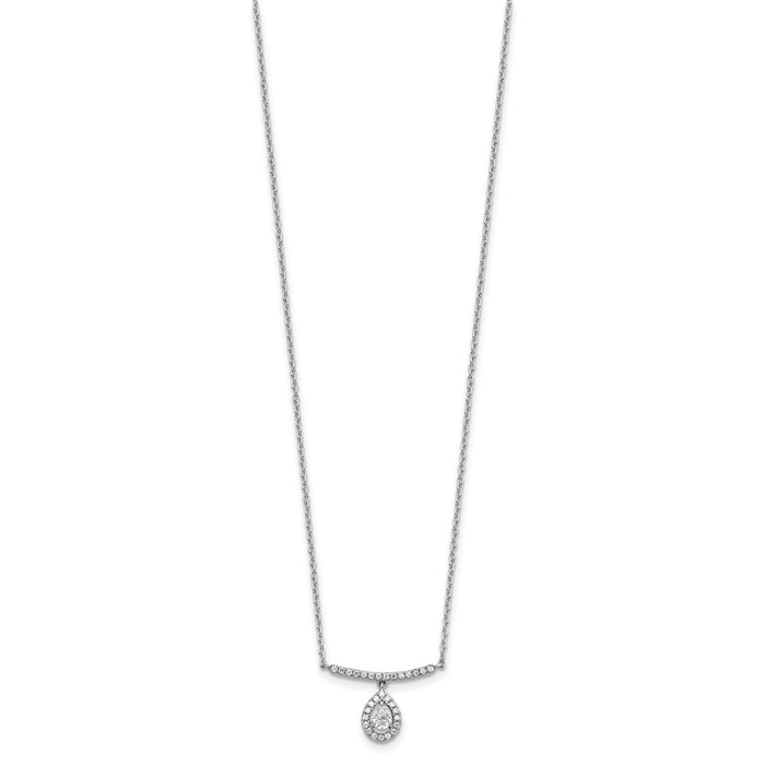 Exclusive 14K White Gold Diamond Bar Pendant & Dangle Pear Necklace-2