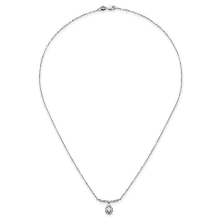 Exclusive 14K White Gold Diamond Bar Pendant & Dangle Pear Necklace-4