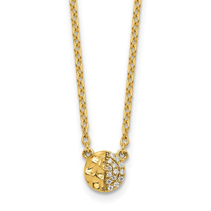 Buy Stylish 14K Gold Hammered Diamond Disc Necklace - 16" Length, Luxury Shine-1