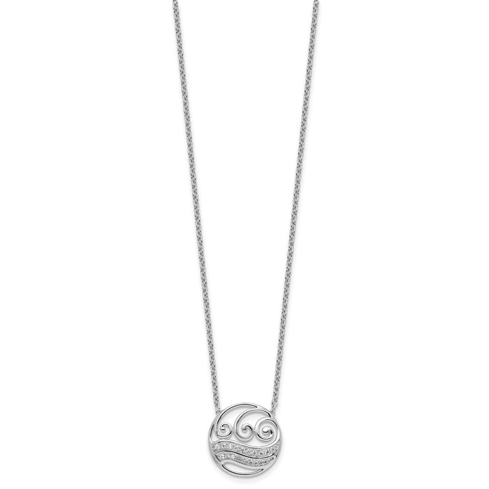 Exclusive 14K White Gold Polished Diamond Wave Circle Necklace - Stylish Value!-2