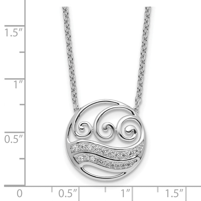Exclusive 14K White Gold Polished Diamond Wave Circle Necklace - Stylish Value!-5