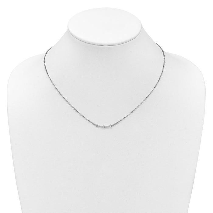 Exclusive 14K White Gold Polished Diamond Bar Necklace | Stylish Luxury Jewelry-3