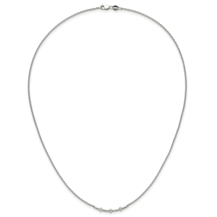 Exclusive 14K White Gold Polished Diamond Bar Necklace | Stylish Luxury Jewelry-4