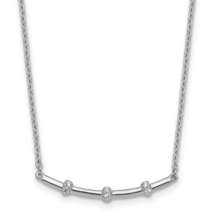 Exclusive 14K White Gold Polished Diamond Bar Necklace | Stylish Luxury Jewelry-1