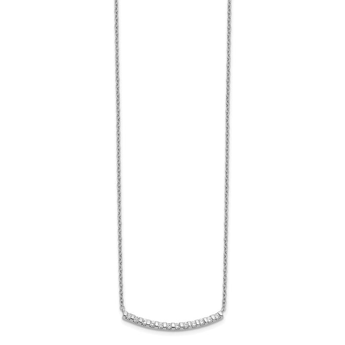 Shop Stylish 14K White Gold Diamond-Studded Curved Bar Necklace - 18"-2