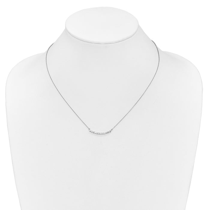 Shop Stylish 14K White Gold Diamond-Studded Curved Bar Necklace - 18"-3