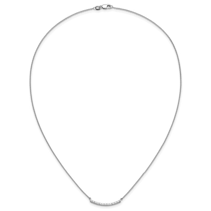 Shop Stylish 14K White Gold Diamond-Studded Curved Bar Necklace - 18"-4
