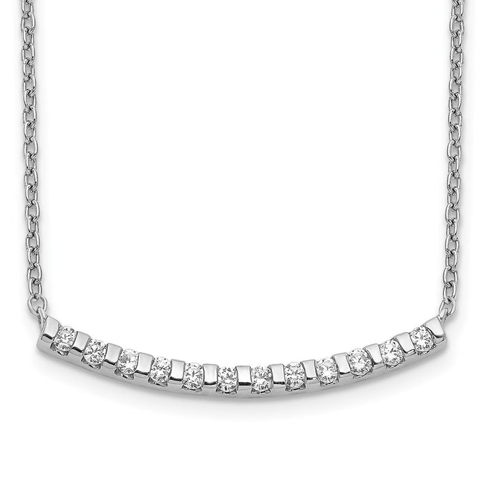 Shop Stylish 14K White Gold Diamond-Studded Curved Bar Necklace - 18"-1