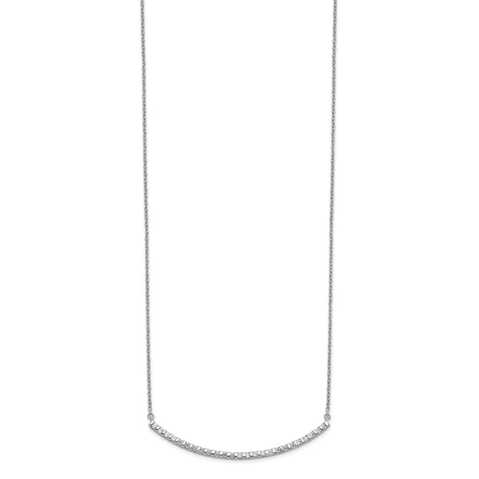 Shop 14K White Gold Diamond Curved Bar Necklace - 18 Inch, Stylish Value!-2