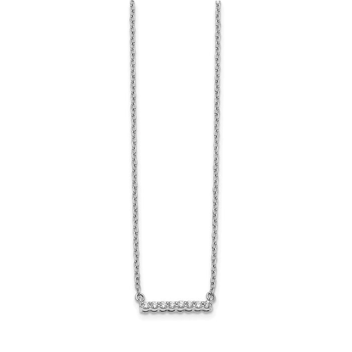 Exclusive 14K White Gold Diamond Bar Necklace - 18 Inch, Stylish Value!-2