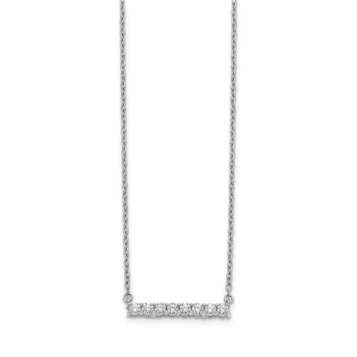 Shop Stylish 14K White Gold Diamond Bar Necklace - 18 Inch Length, Luxury Value-2