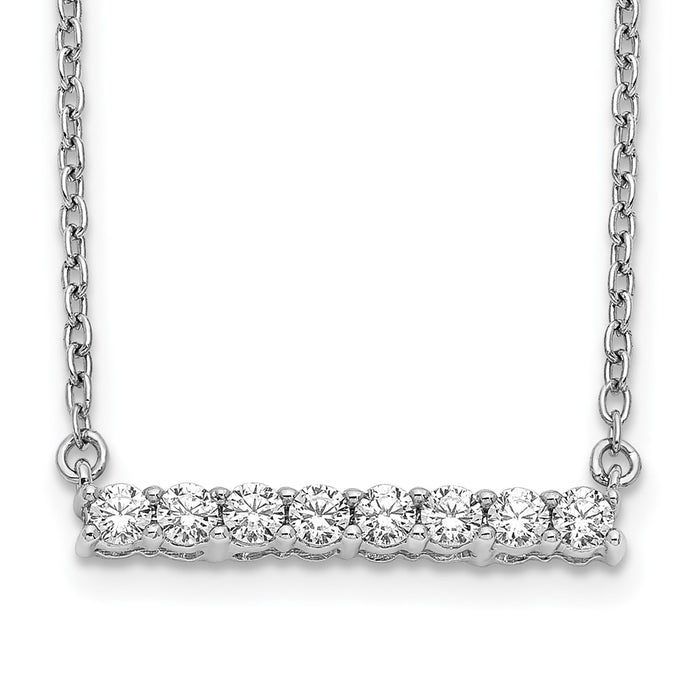 Shop Stylish 14K White Gold Diamond Bar Necklace - 18 Inch Length, Luxury Value-1