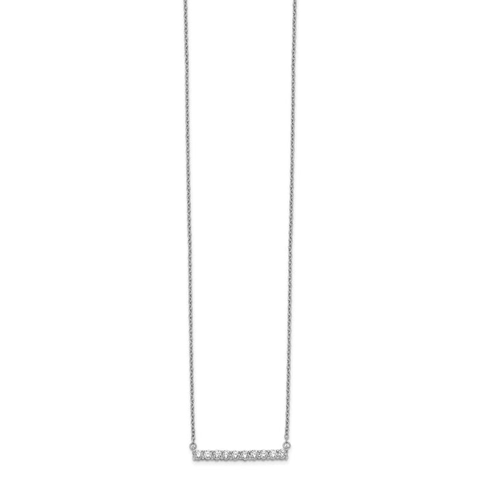 Exclusive 14K White Gold 18-Inch Diamond Bar Necklace - Stylish & Affordable-2