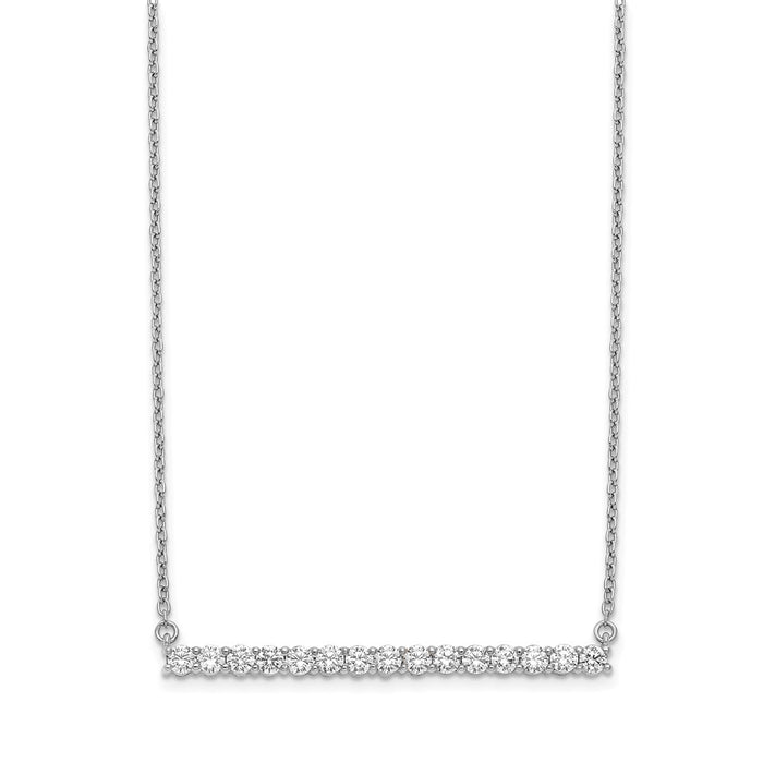 Buy Stylish 14K White Gold Diamond Bar Necklace - 18 Inch, Affordable Luxury-2