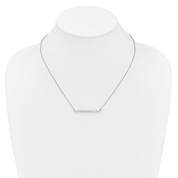 Buy Stylish 14K White Gold Diamond Bar Necklace - 18 Inch, Affordable Luxury-3