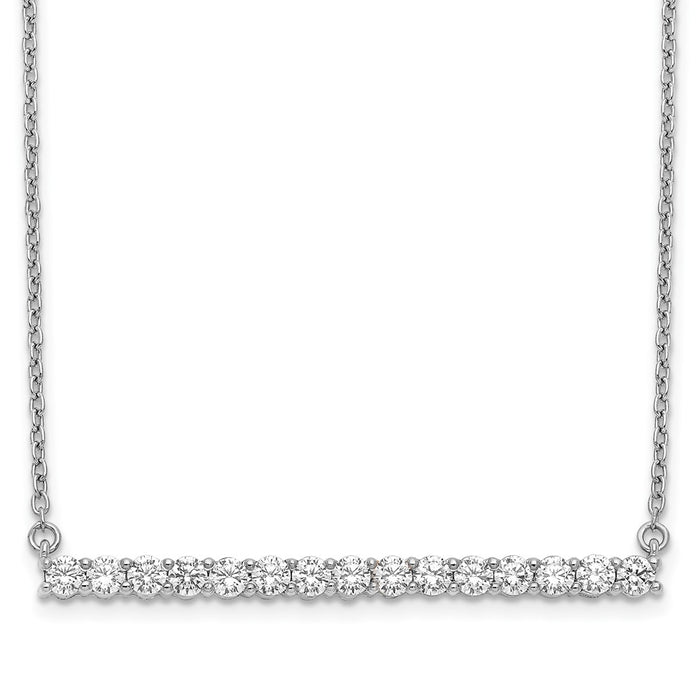Buy Stylish 14K White Gold Diamond Bar Necklace - 18 Inch, Affordable Luxury-1