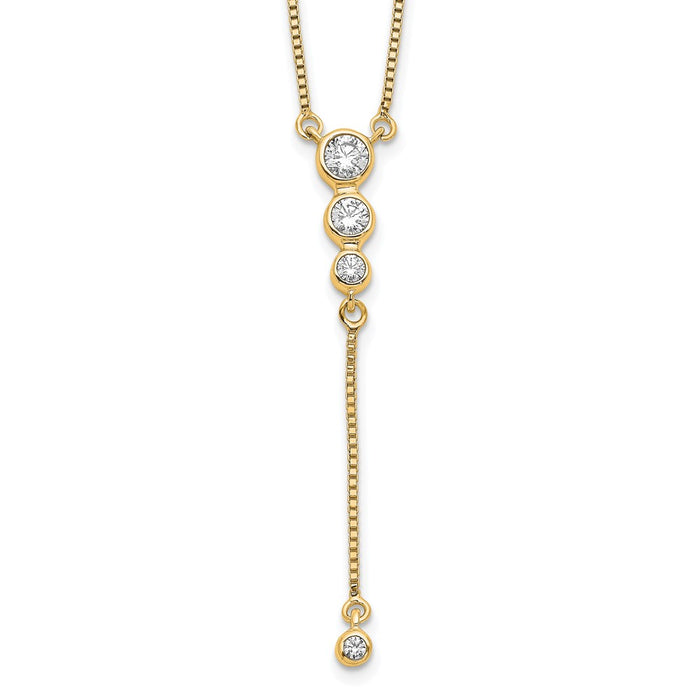 Buy Stylish 14K Gold Diamond Necklace - 18" Three-Stone Dangle Design-1