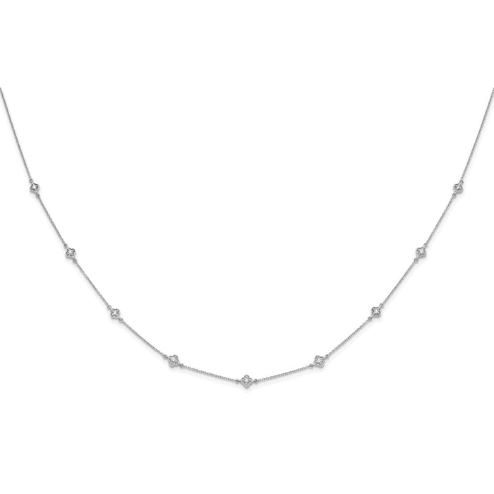High-Quality 14K White Gold Multi-Station Diamond Necklace - Stylish Value-2