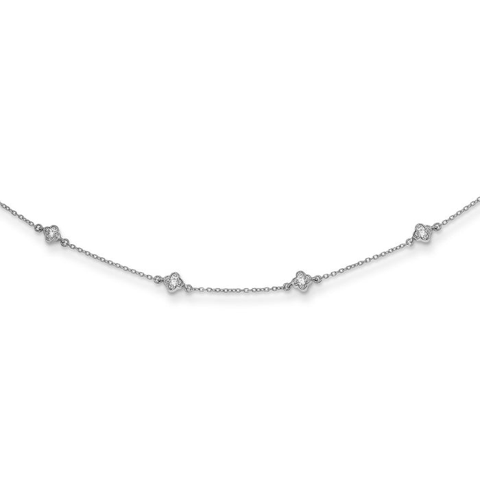 High-Quality 14K White Gold Multi-Station Diamond Necklace - Stylish Value-1