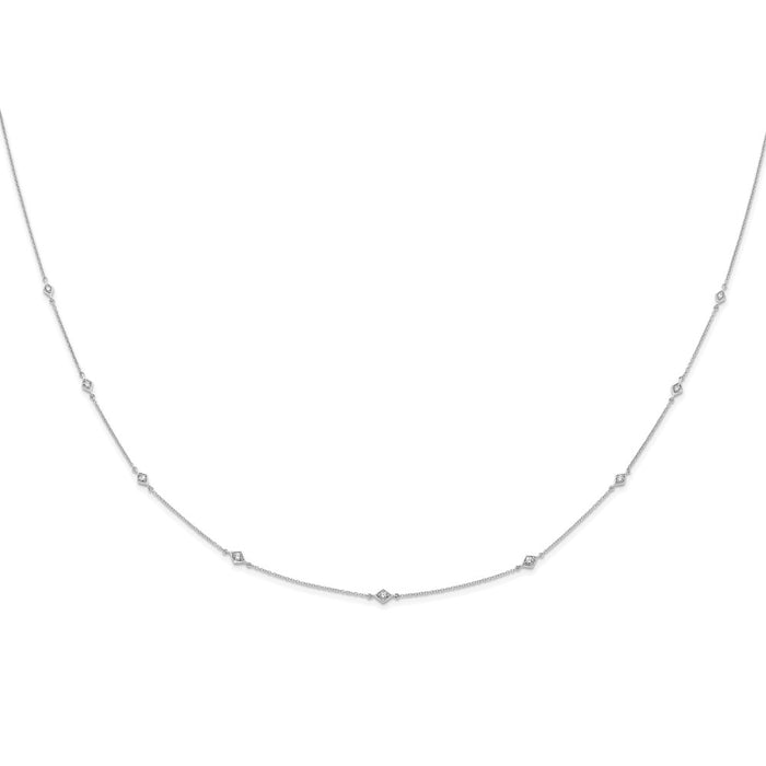 Shop 14K White Gold Multi-Station Diamond Necklace - Stylish & Affordable Elegance-2