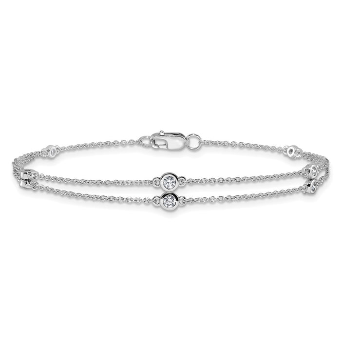Shop 14K White Gold Double Strand Bracelet with Diamonds - Stylish Luxury-3