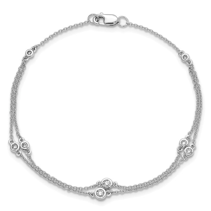 Shop 14K White Gold Double Strand Bracelet with Diamonds - Stylish Luxury-4