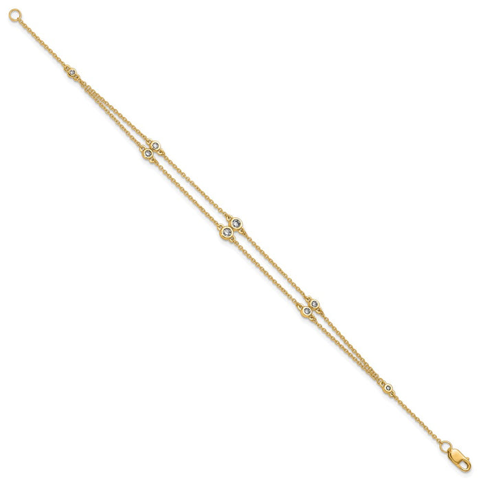 Buy Stylish 14K Gold Double Strand Bracelet with Multi-Station Diamonds-2