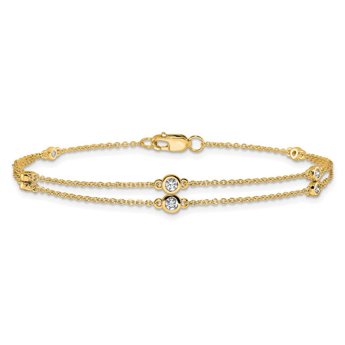Buy Stylish 14K Gold Double Strand Bracelet with Multi-Station Diamonds-3