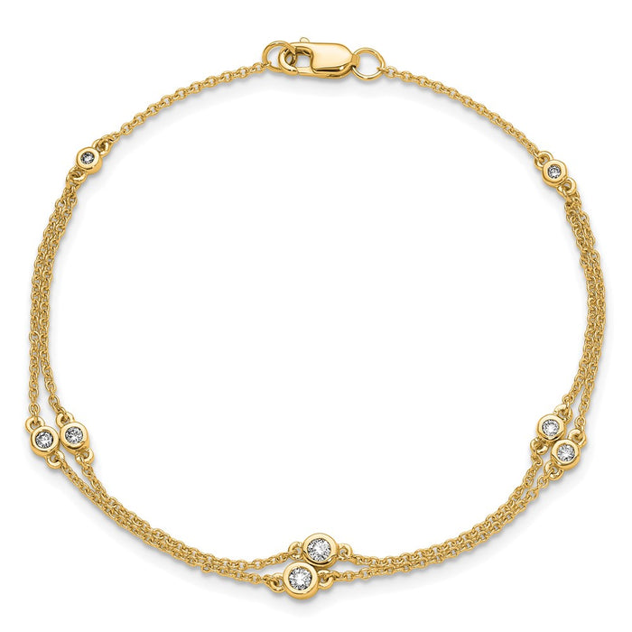 Buy Stylish 14K Gold Double Strand Bracelet with Multi-Station Diamonds-4