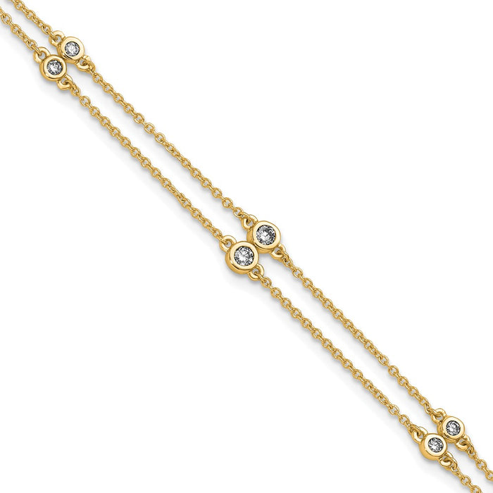 Buy Stylish 14K Gold Double Strand Bracelet with Multi-Station Diamonds-1