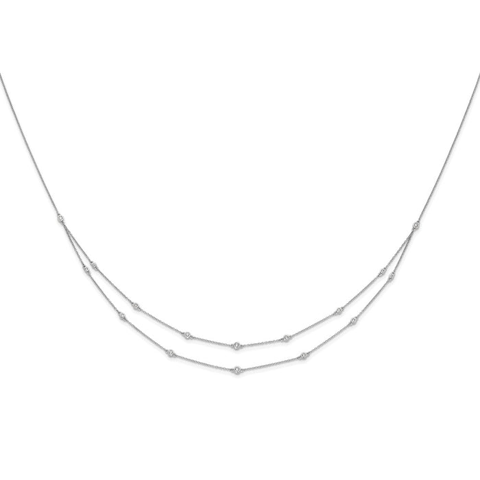 Buy Exclusive 14K White Gold Double Strand Necklace with Diamonds - Stylish Luxury-3