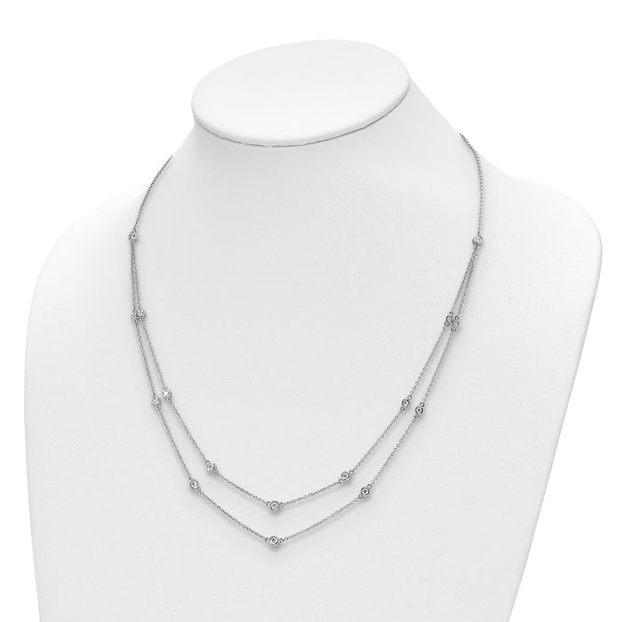 Buy Exclusive 14K White Gold Double Strand Necklace with Diamonds - Stylish Luxury-4