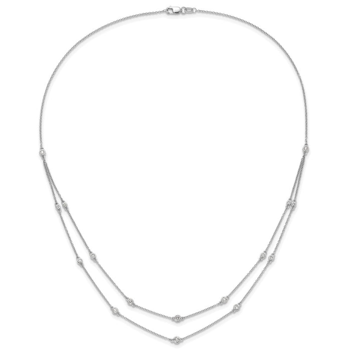 Buy Exclusive 14K White Gold Double Strand Necklace with Diamonds - Stylish Luxury-5