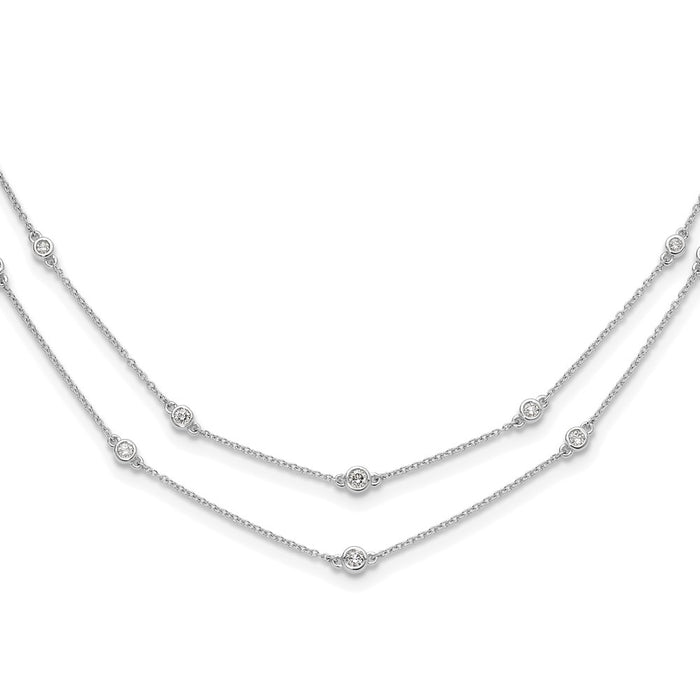 Buy Exclusive 14K White Gold Double Strand Necklace with Diamonds - Stylish Luxury-1