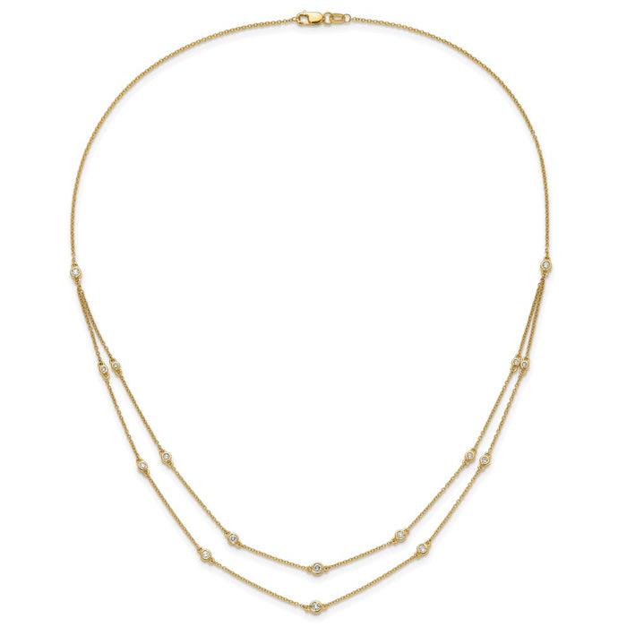 Shop Stylish 14K Gold Multi-Station Double Strand Diamond Necklace - Luxury Design-5