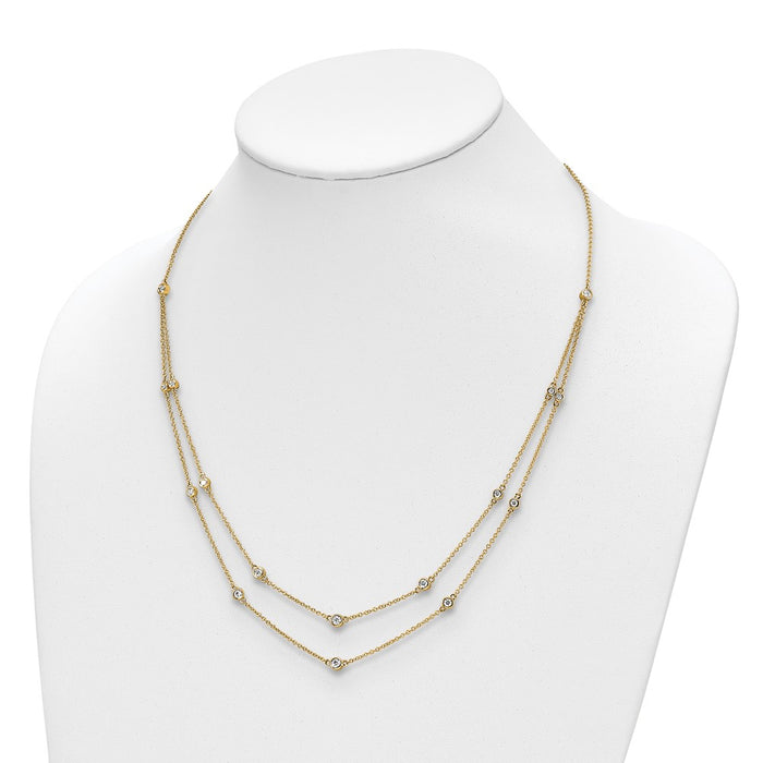 Shop Stylish 14K Gold Multi-Station Double Strand Diamond Necklace - Luxury Design-4